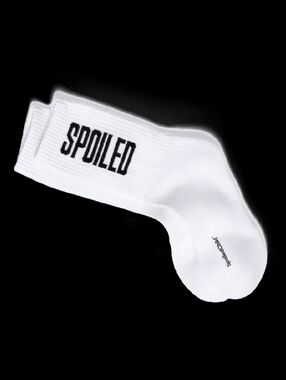 New SpoiledChild "SPOILED" White Ribbed Crew Socks | Gorpcore Y2K NIB